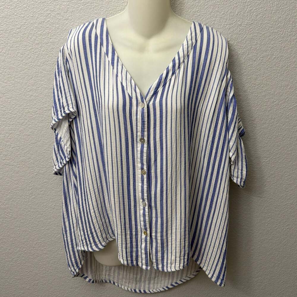 French Laundry Women’s Striped Cold Shoulder Top Size 3X Nautical Vacation